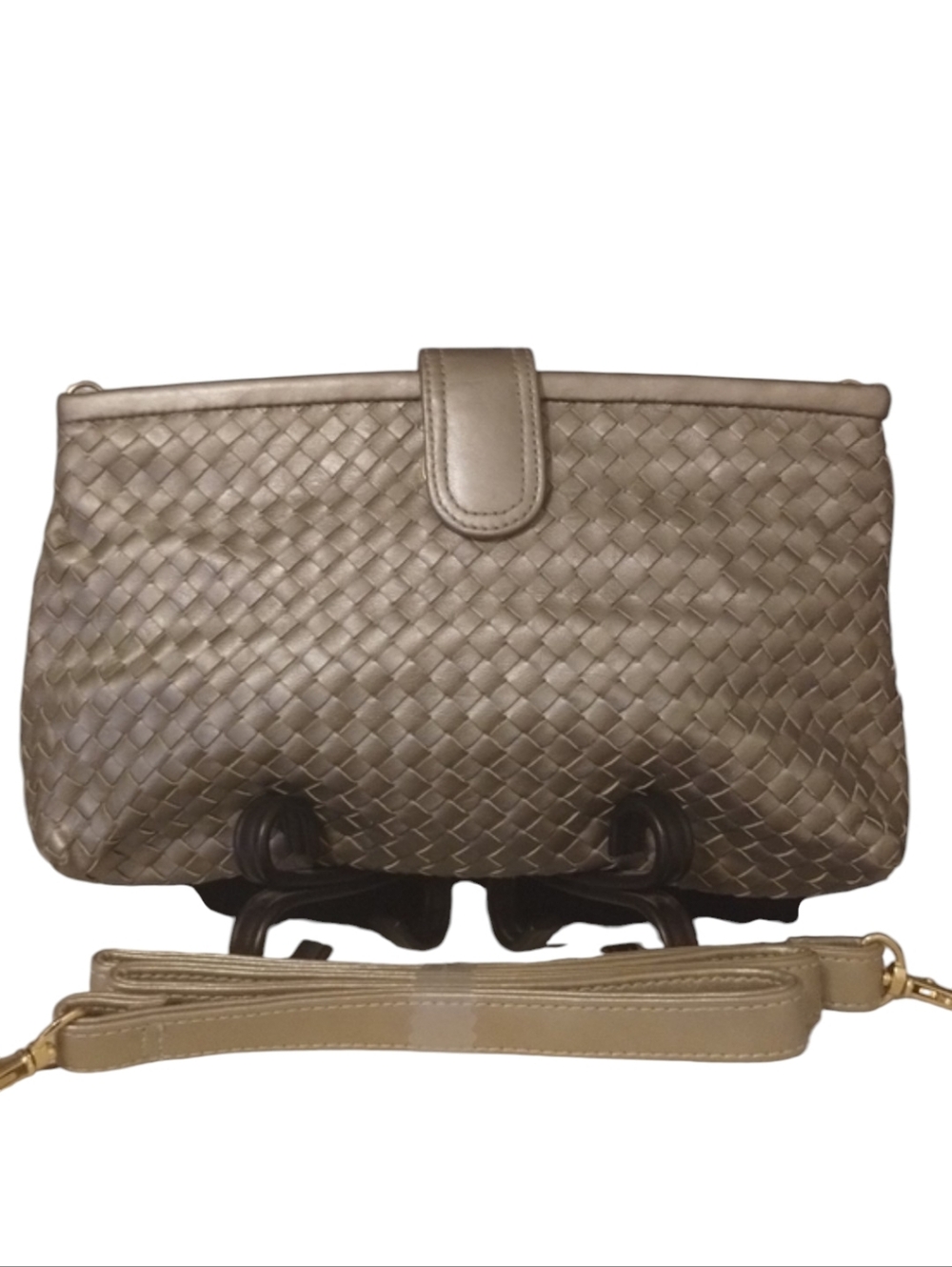 Ganson Vintage Woven  Crossbody Clutch - Metallic Gold